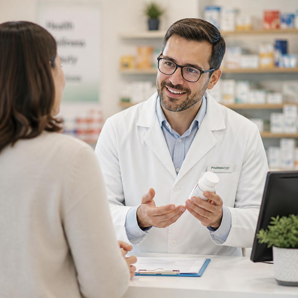 Talbot Street Pharmacy pharmacist consulting with a customer about a prescription